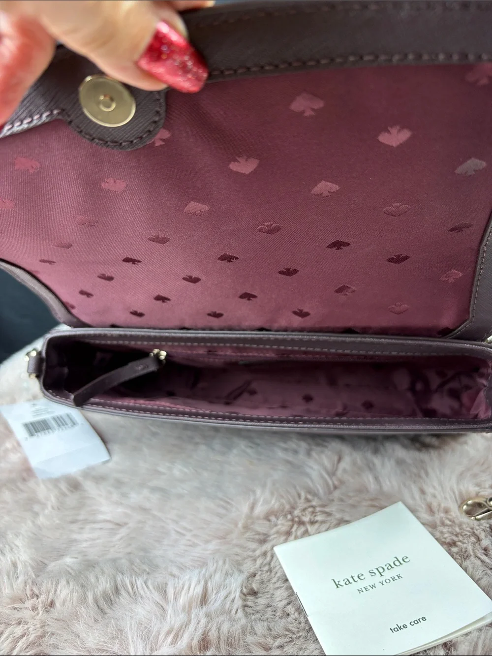 Kate Spade Laurel Way Greer Saffiano Leather Crossbody Bag Chocolate Cherry NWT